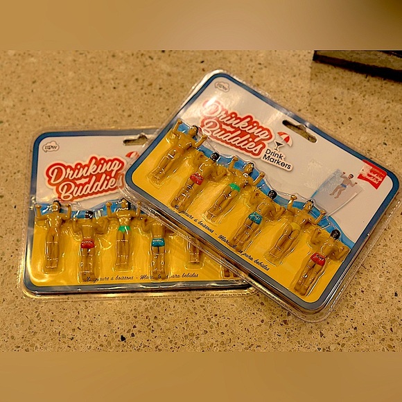 Drinking Buddies Beer Cocktail Wine Glass Male Novelty Charm Markers  (2)New NWP - Picture 2 of 15